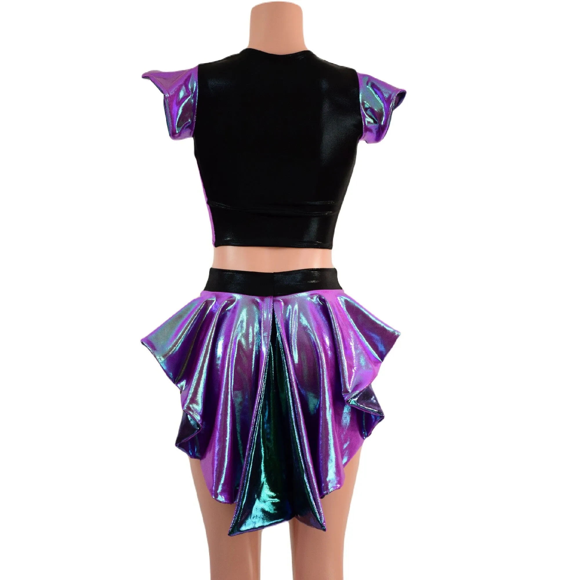 2PC Set Laceup Crop Top and Mid Rise Shorts with MINI Tux Back