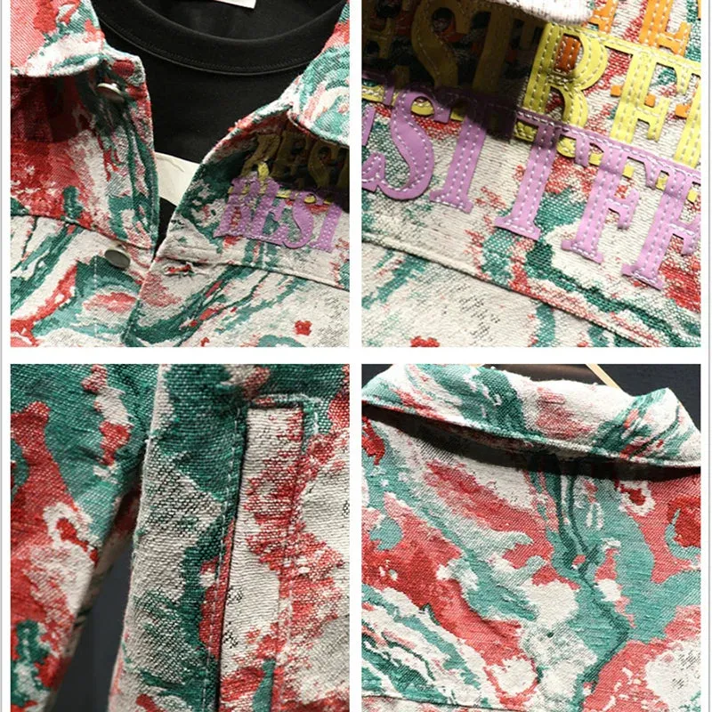 Abstract Tie Dye Embroidery Jacket