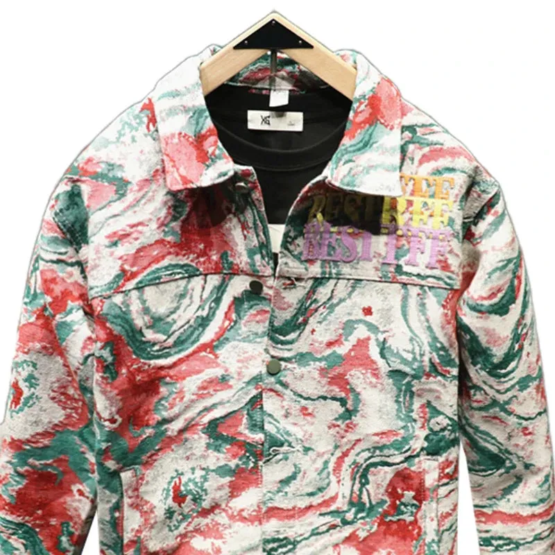 Abstract Tie Dye Embroidery Jacket