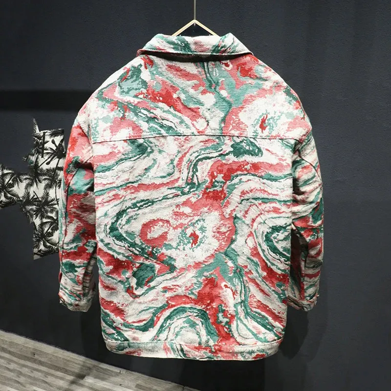 Abstract Tie Dye Embroidery Jacket