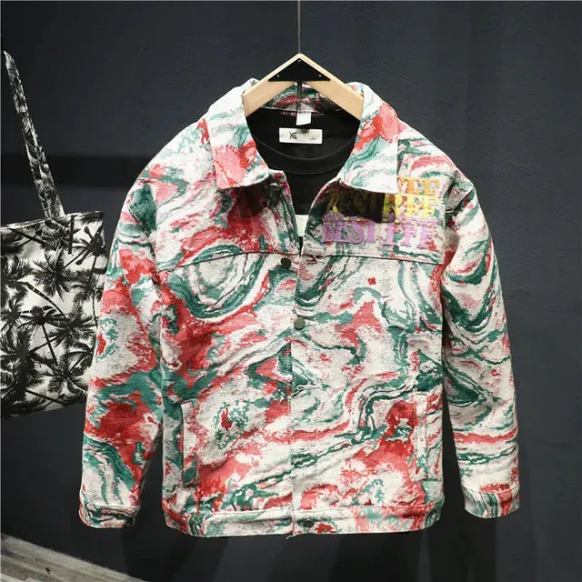 Abstract Tie Dye Embroidery Jacket