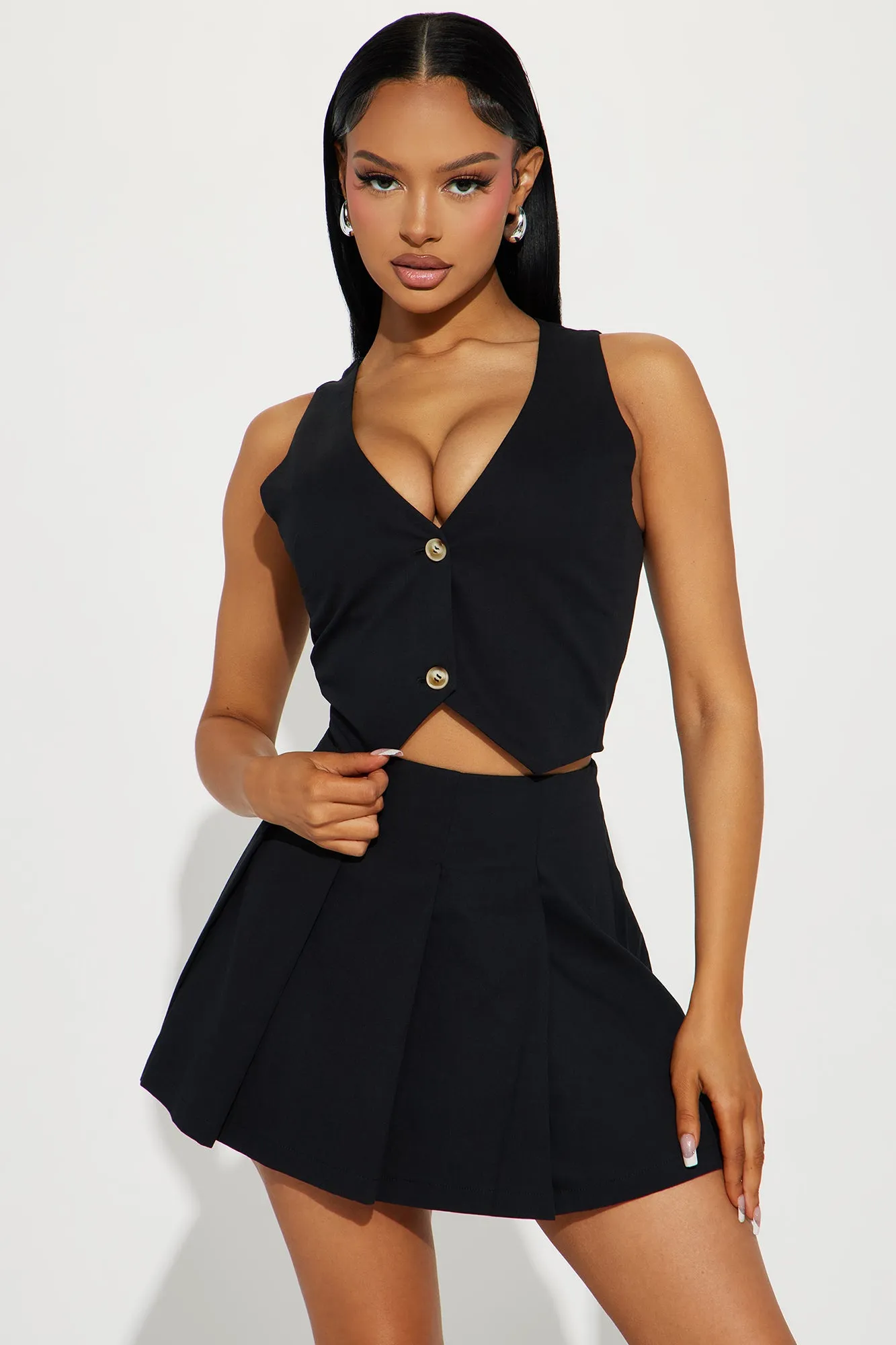 Acting Sweet Skirt Set - Black