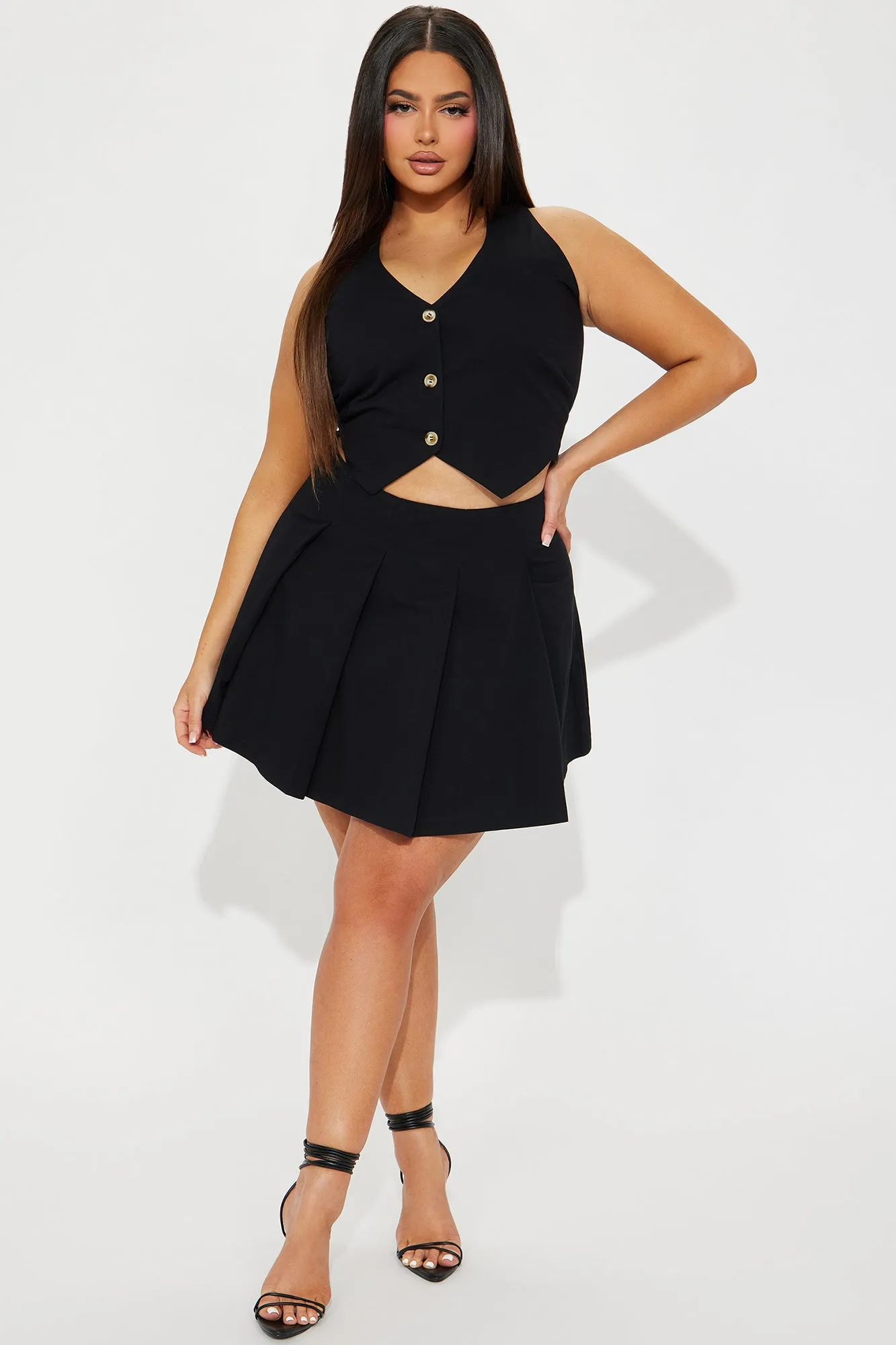 Acting Sweet Skirt Set - Black