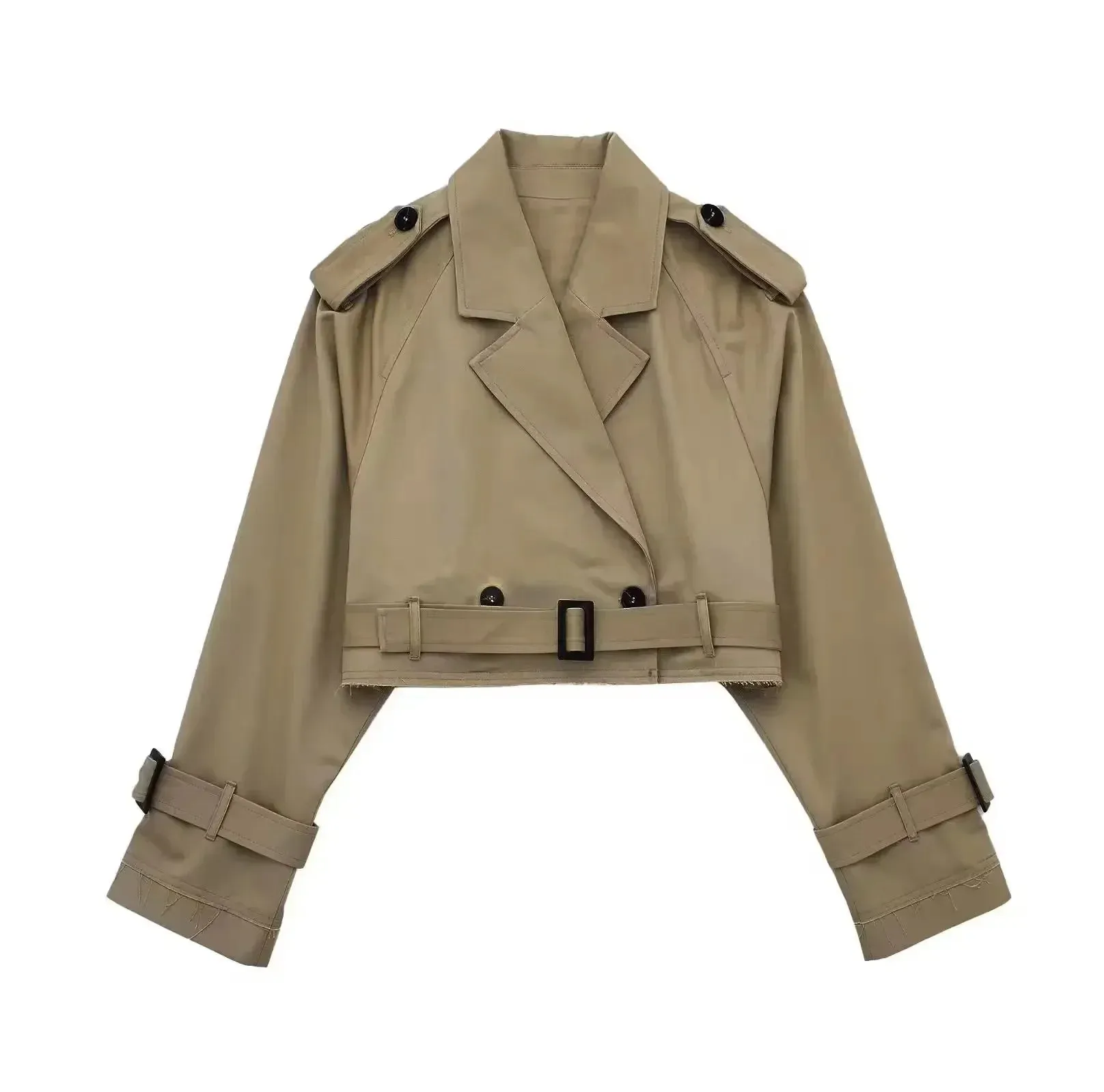 Advbridge Trench Jacket Women with Belt Cropped Trench Jacket Autumn 2024 New Vintage Long Sleeve Female Chic Lady Coat Outfits