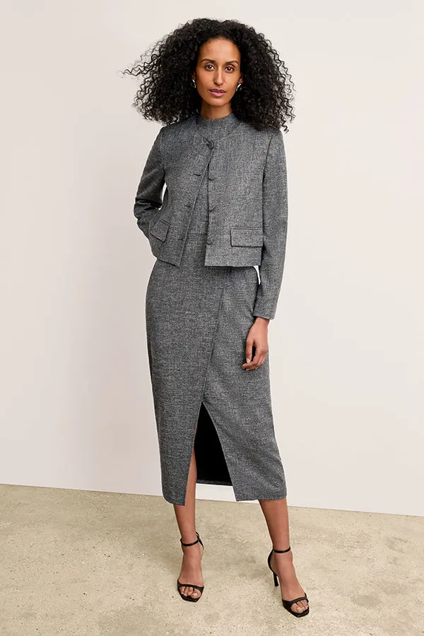 Aniya Jacket - Crosshatch Suiting :: Black/White