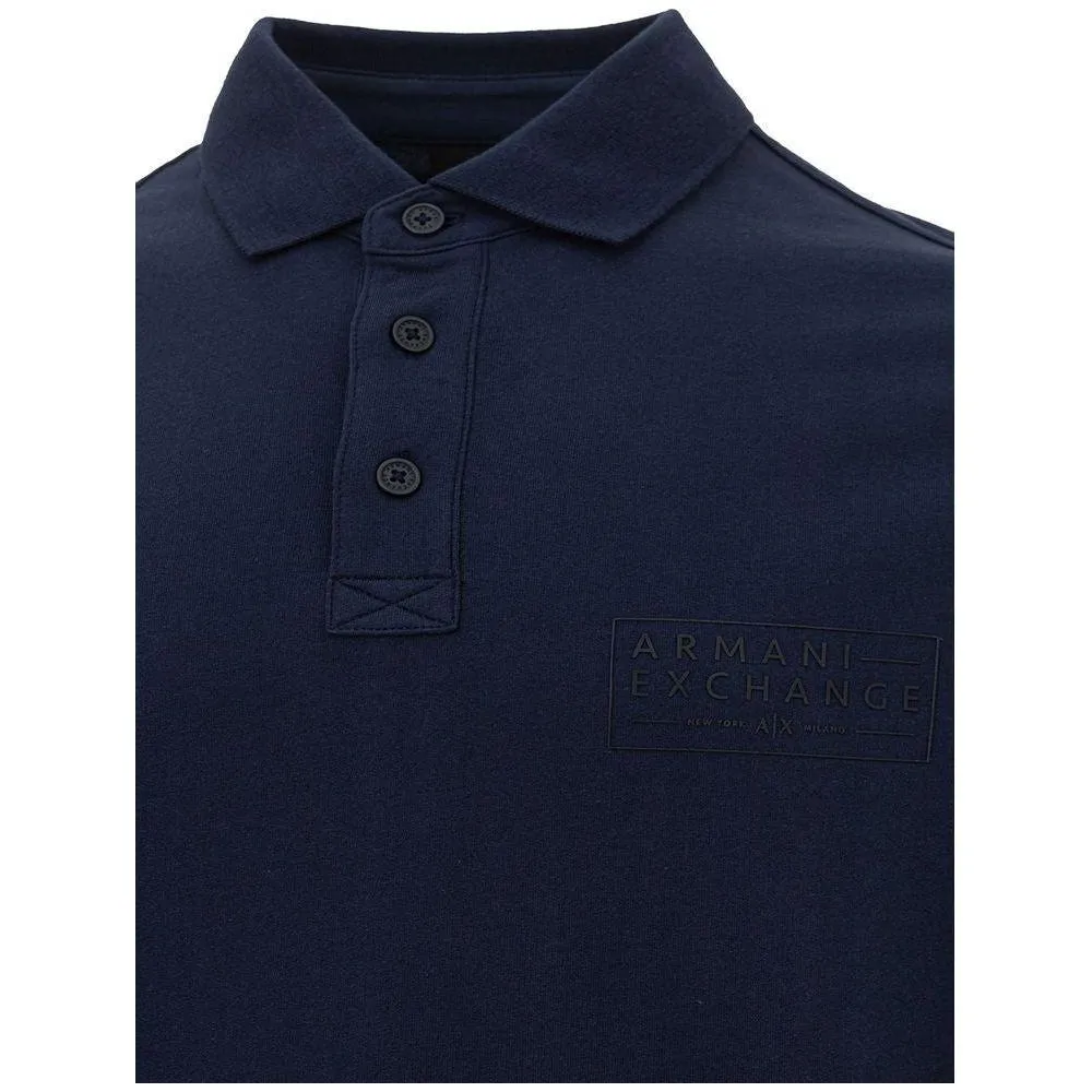 Armani Exchange Sleek Blue Cotton Polo Shirt for Men