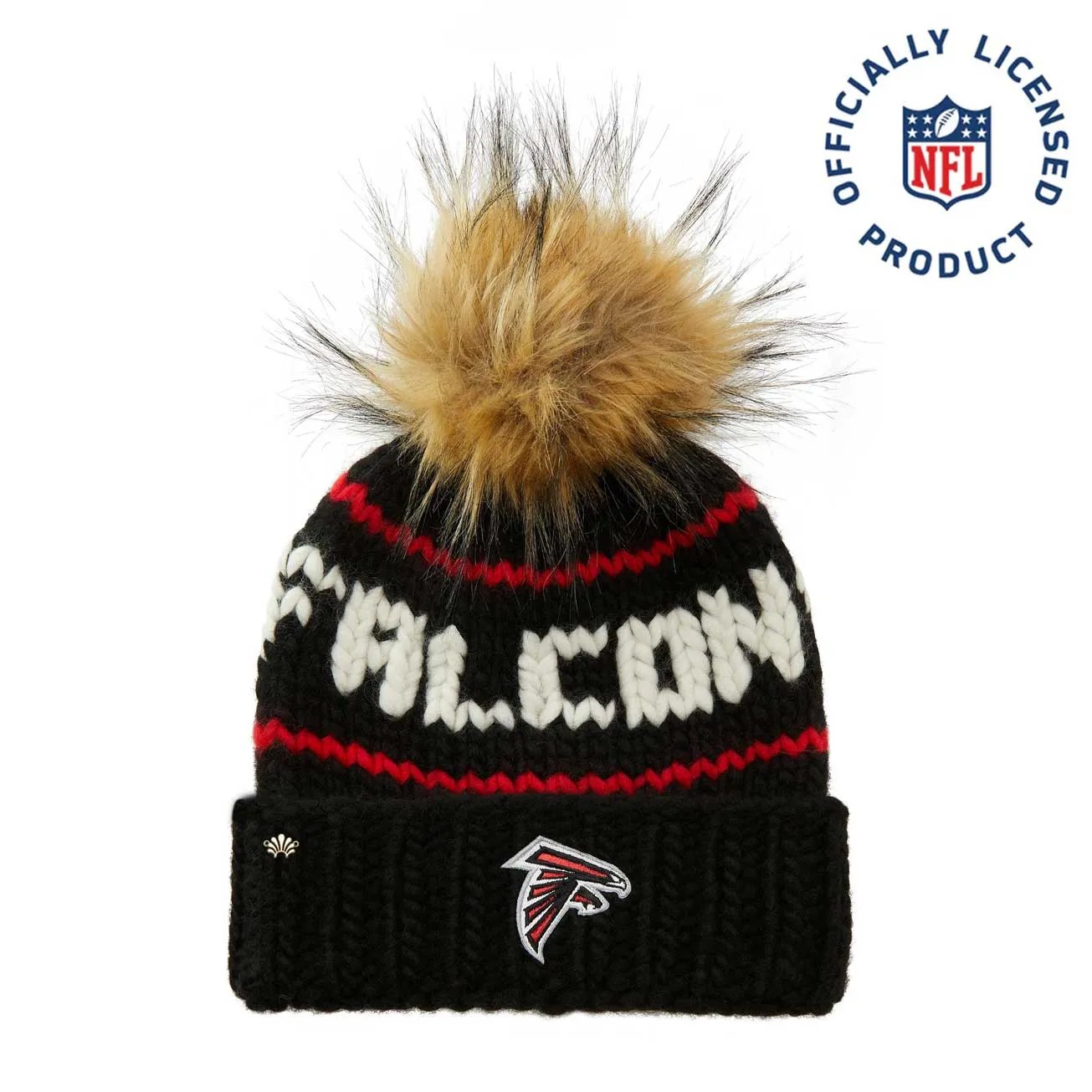 ATLANTA FALCONS LELE SADOUGHI X NFL BLACK BEANIE FAUX FUR POM