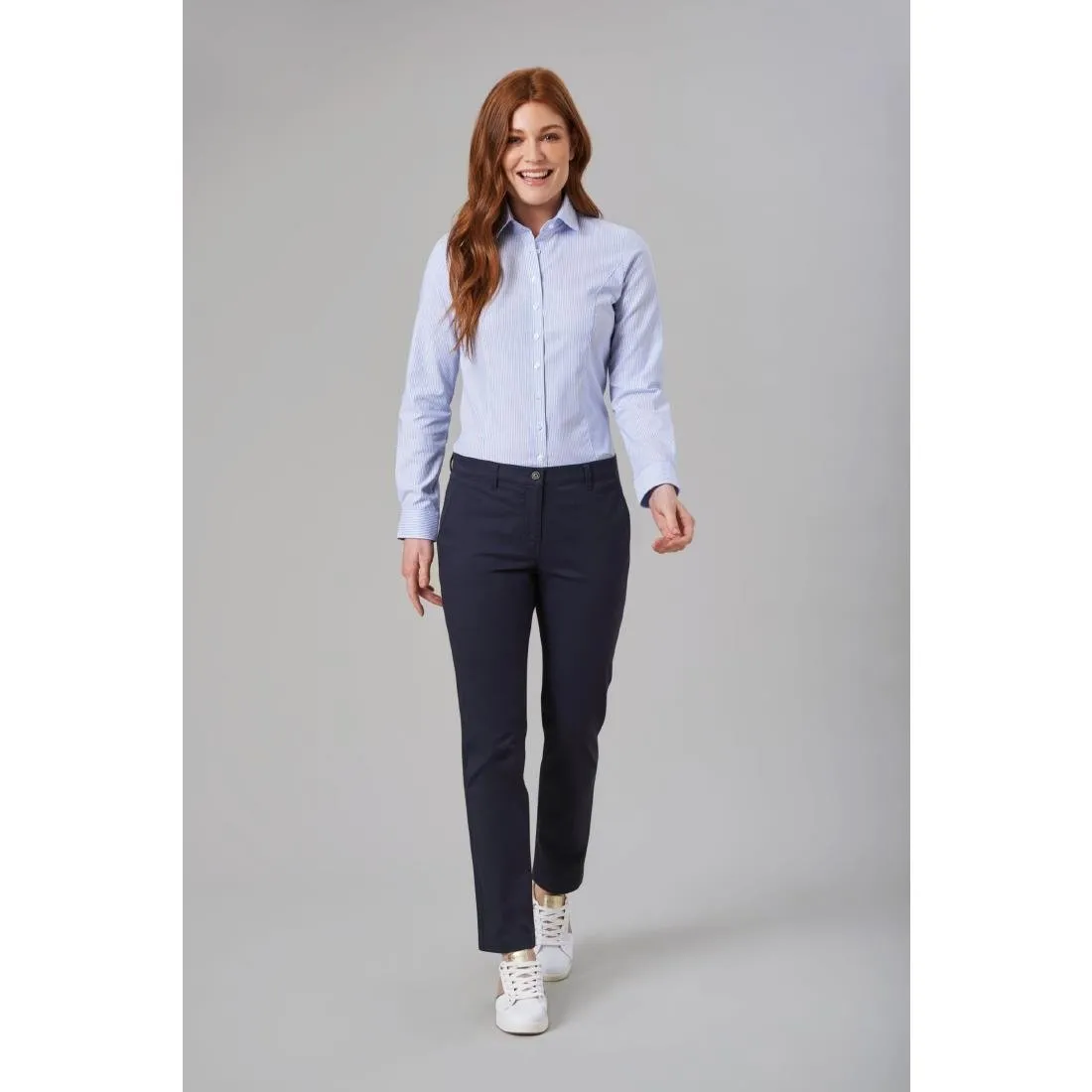 BA082-8 Brook Taverner Womens Houston Slim Leg Chinos Navy Size 8