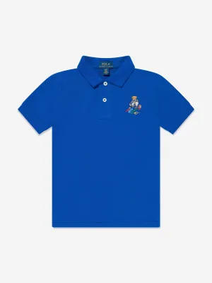 Baby Boys Bear Polo Shirt in Blue