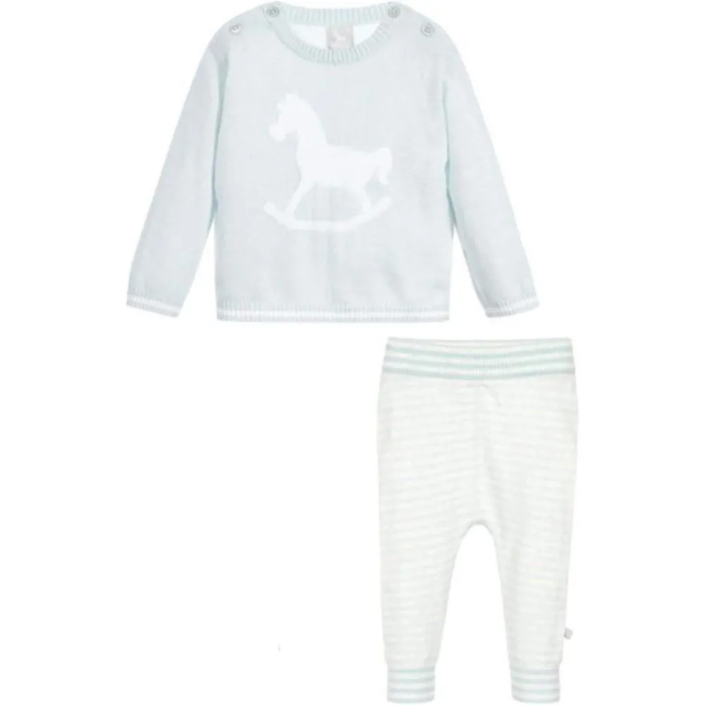 Baby Boys Knitted Pale Blue Jumper and Leggings