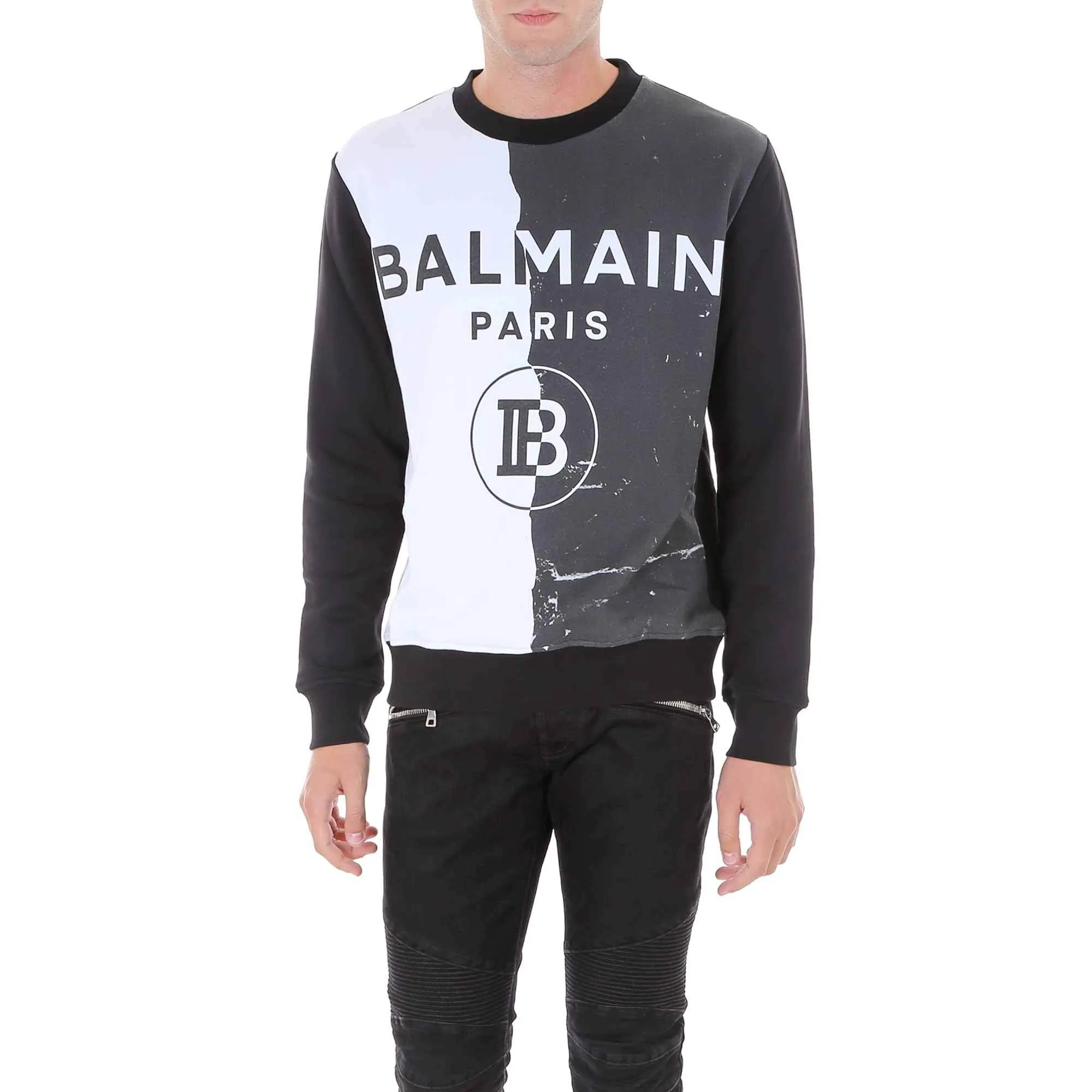 Balmain Two Tone Logo Crewneck Jumper