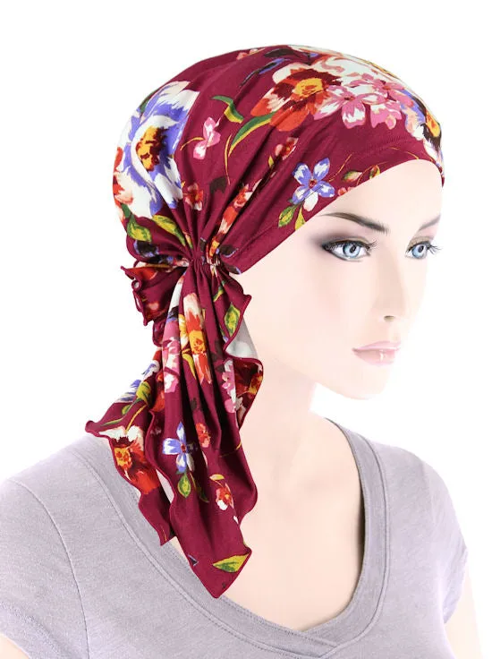 Bella Scarf Burgundy Red Blossom