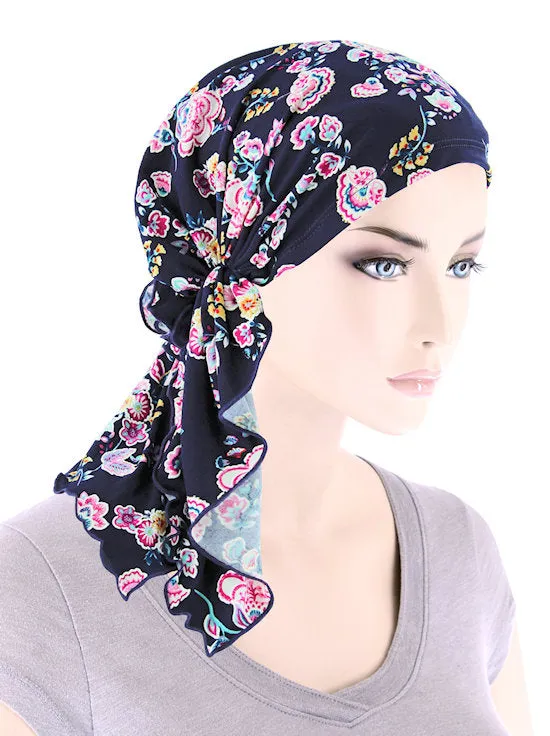 Bella Scarf Navy Pink Floral