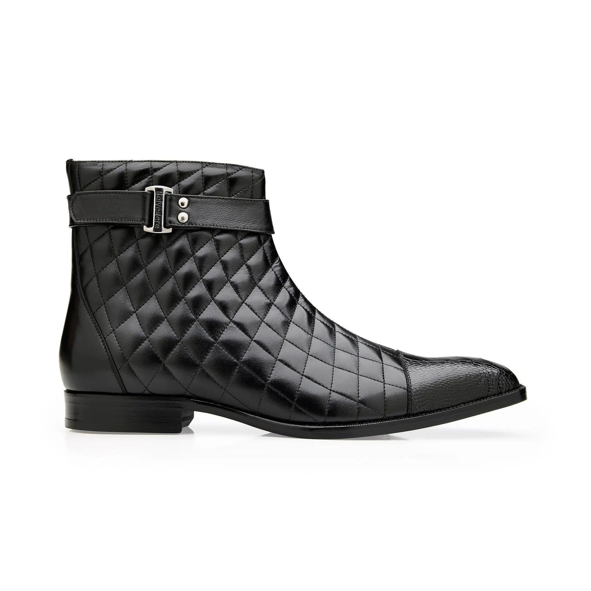 Belvedere Libero in Black Genuine Ostrich Leg and Quilted Leather Boots