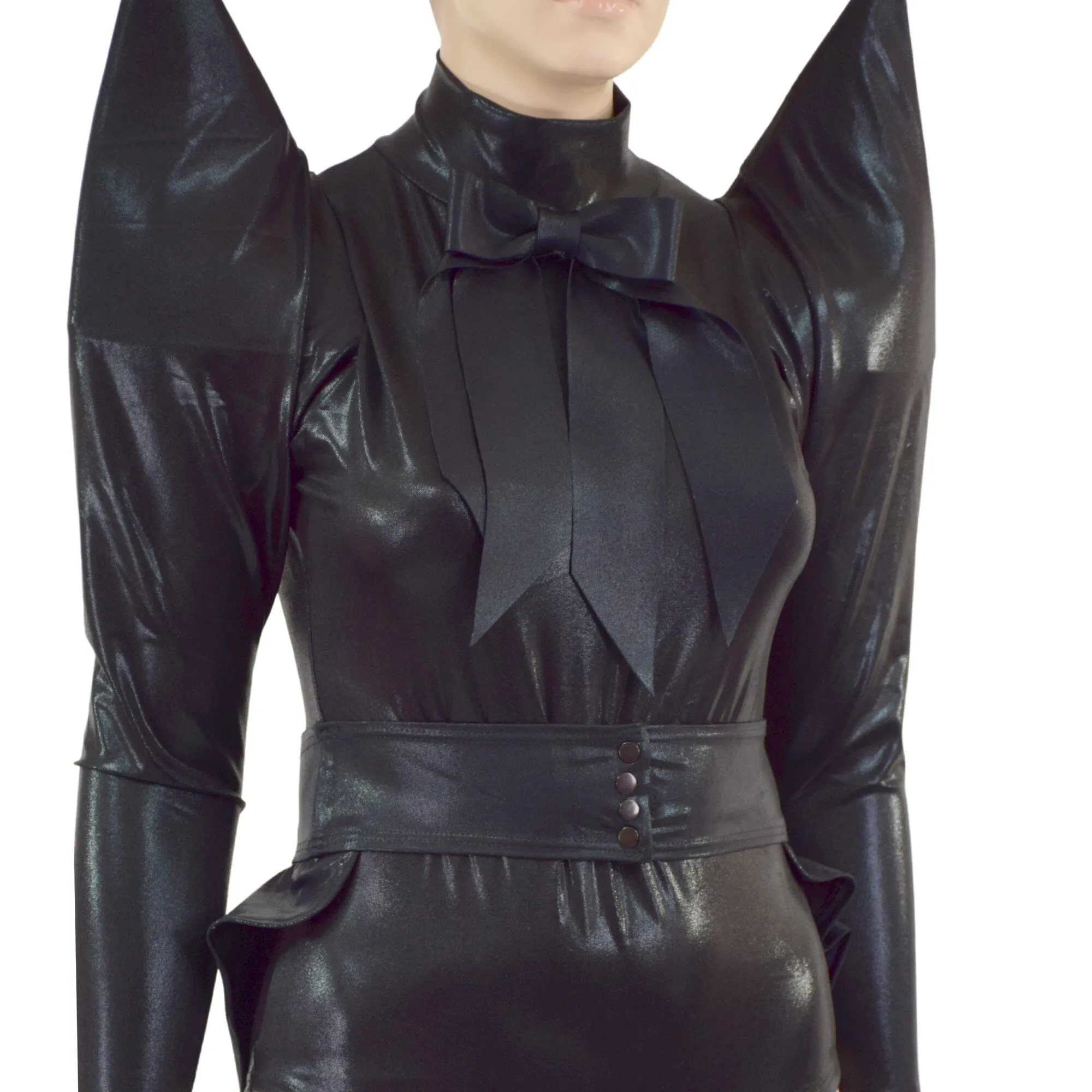 Black Mystique Dramatic 5 PC Set with Bow, Gloves, Belt and Romper