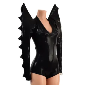 Black Mystique Mega Sharp Shoulder Romper with Spikes