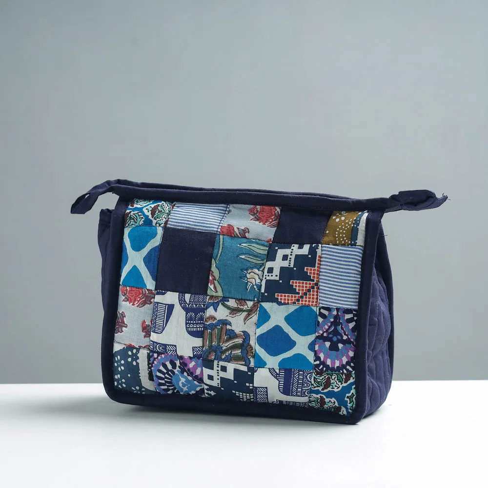 Blue - Patchwork Quilted Multipurpose Toiletry Bag