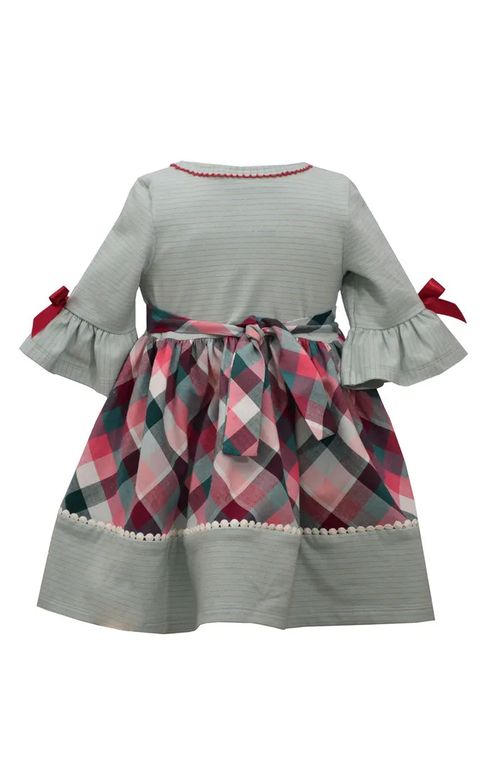 Bonnie Jean Ruffle Sleeve Fall Buffalo Check Apple Girls Babydoll Dress