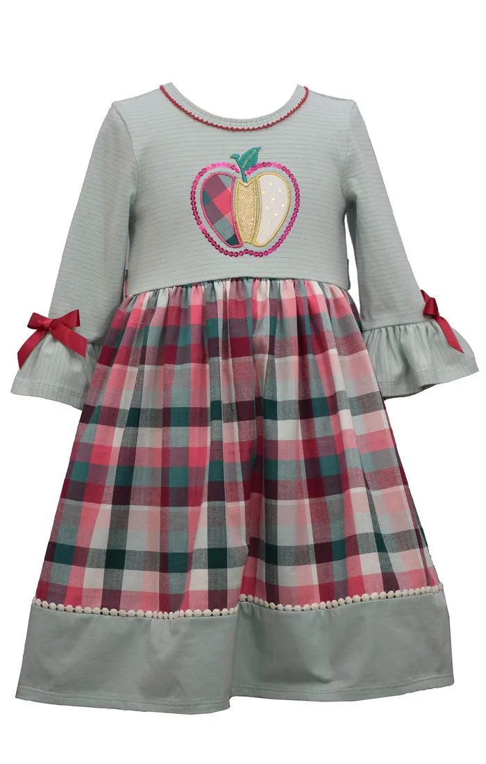 Bonnie Jean Ruffle Sleeve Fall Buffalo Check Apple Girls Babydoll Dress