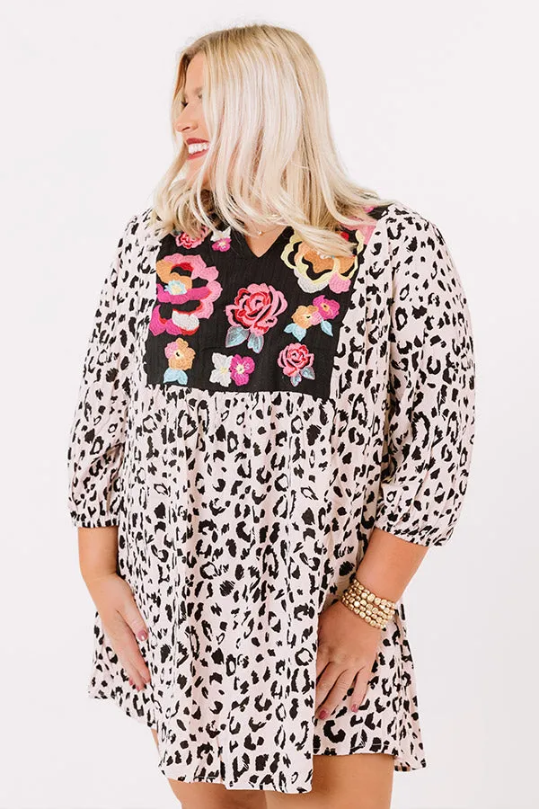 Brilliant Babe Embroidered Leopard Shift Dress Curves