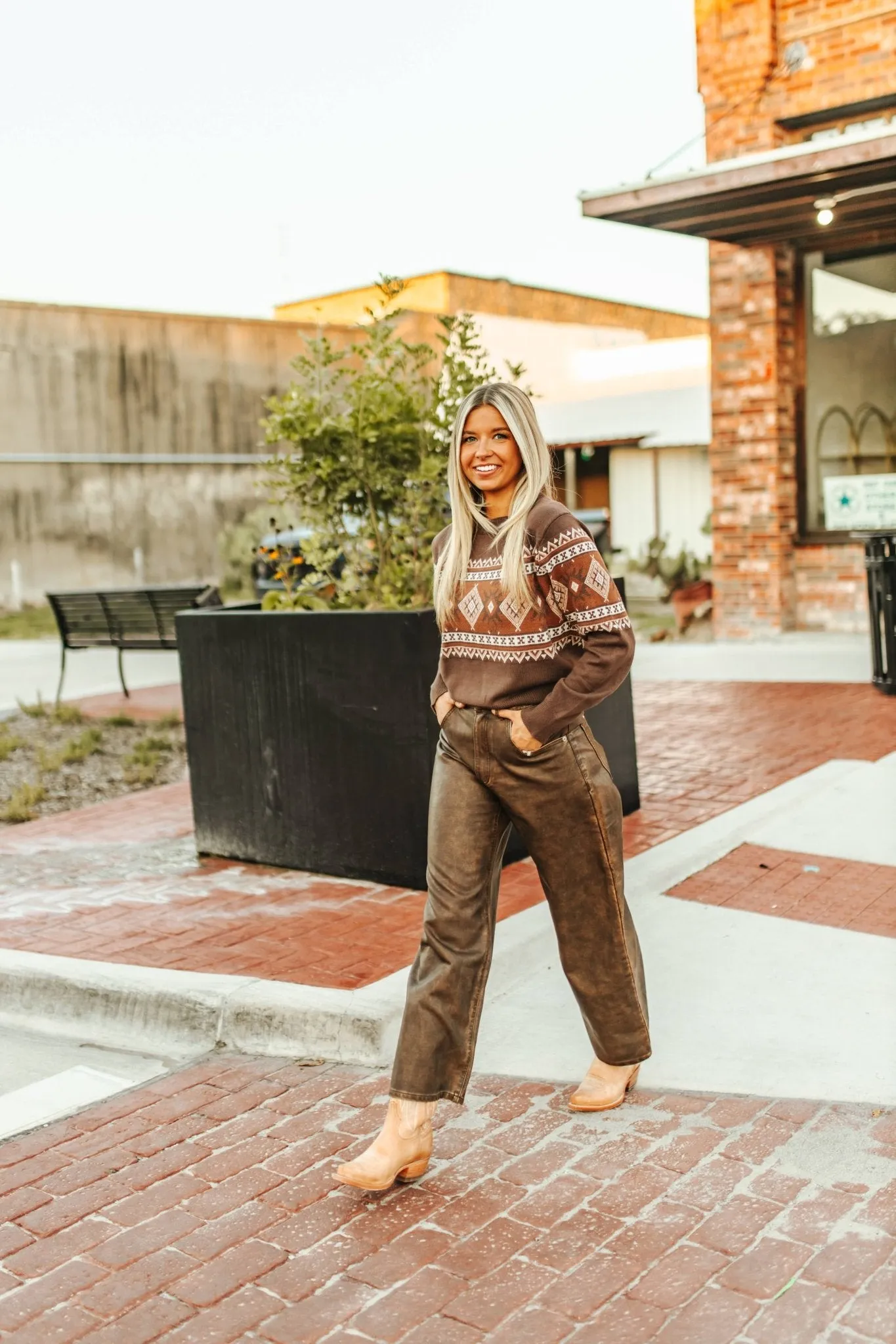 Brown Aztec Pattern Sweater