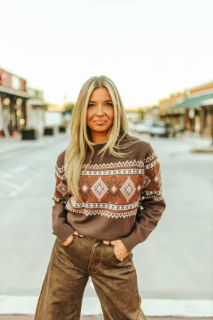 Brown Aztec Pattern Sweater