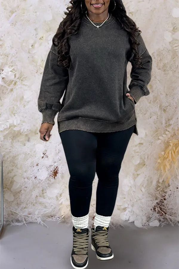 Casual Crew Neck Sweatshirt & Leggings Set