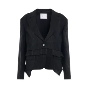 Chalk Stripe Cropped Jacket in Black