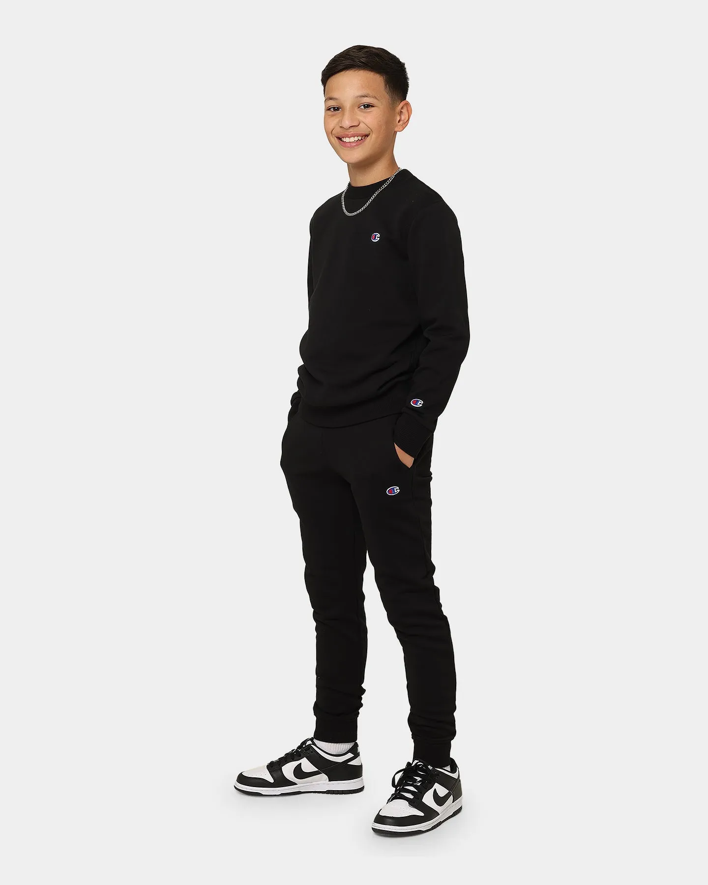 Champion Kids' French Terry C Logo Crewneck Black