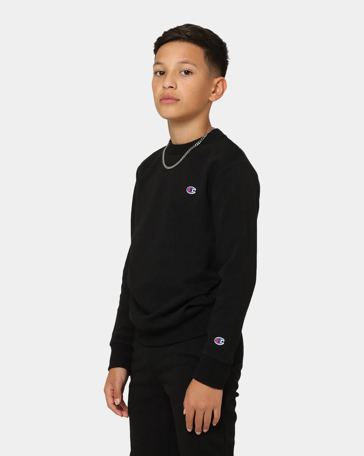 Champion Kids' French Terry C Logo Crewneck Black