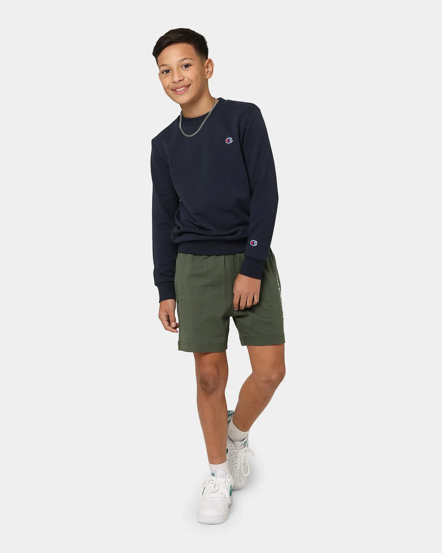 Champion Kids' French Terry C Logo Crewneck Navy