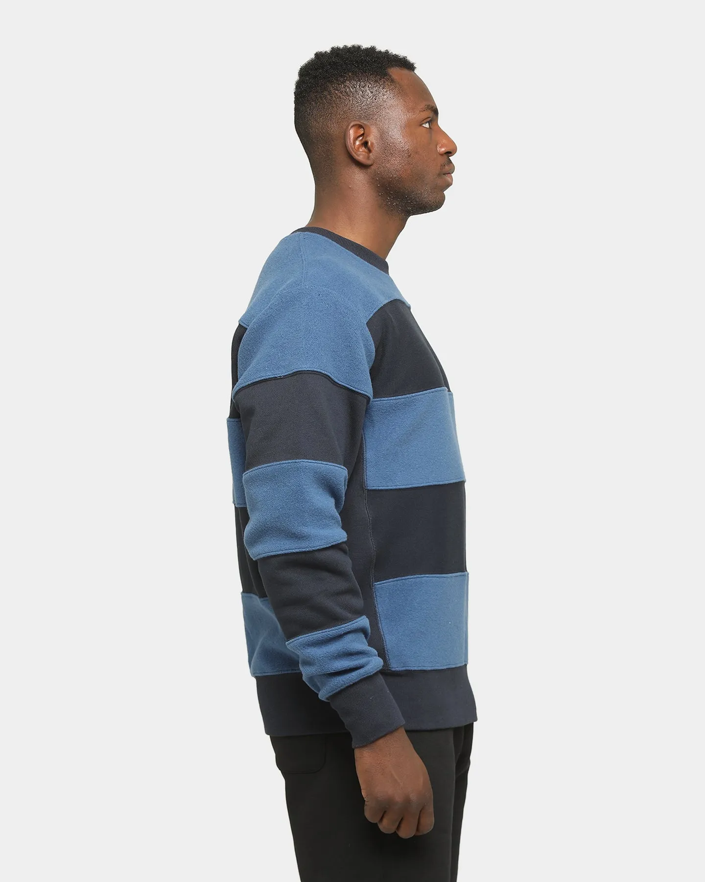 Champion Rev Weave Panel Stripe Crew Navy