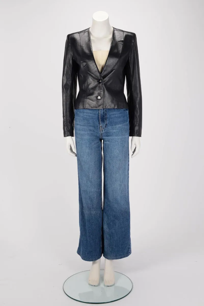 Chanel Dark Navy Lambskin Cropped Jacket FR 38