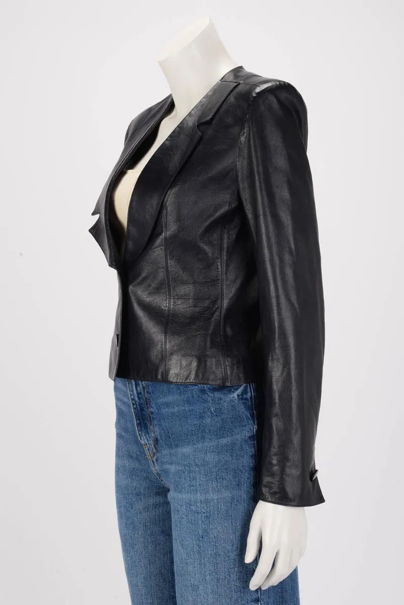 Chanel Dark Navy Lambskin Cropped Jacket FR 38