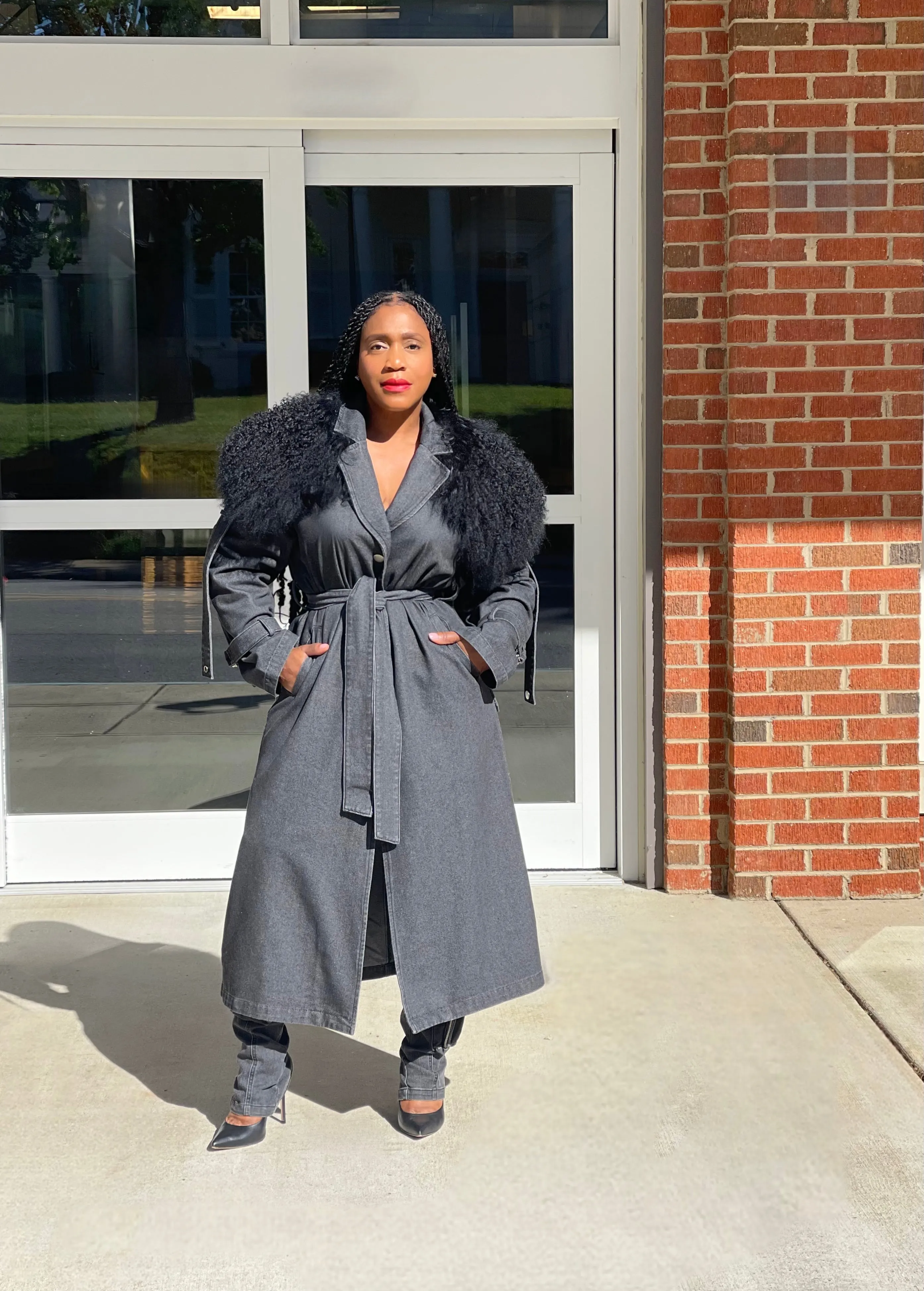 Charcoal Denim Trench