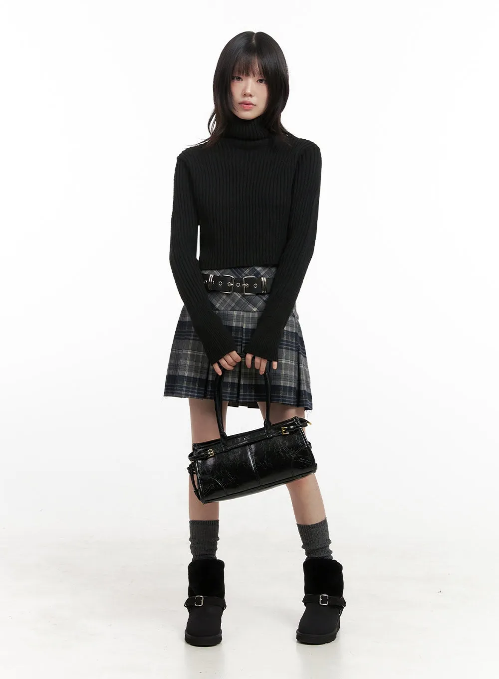 Checkered Pleated Mini Skirt IN427