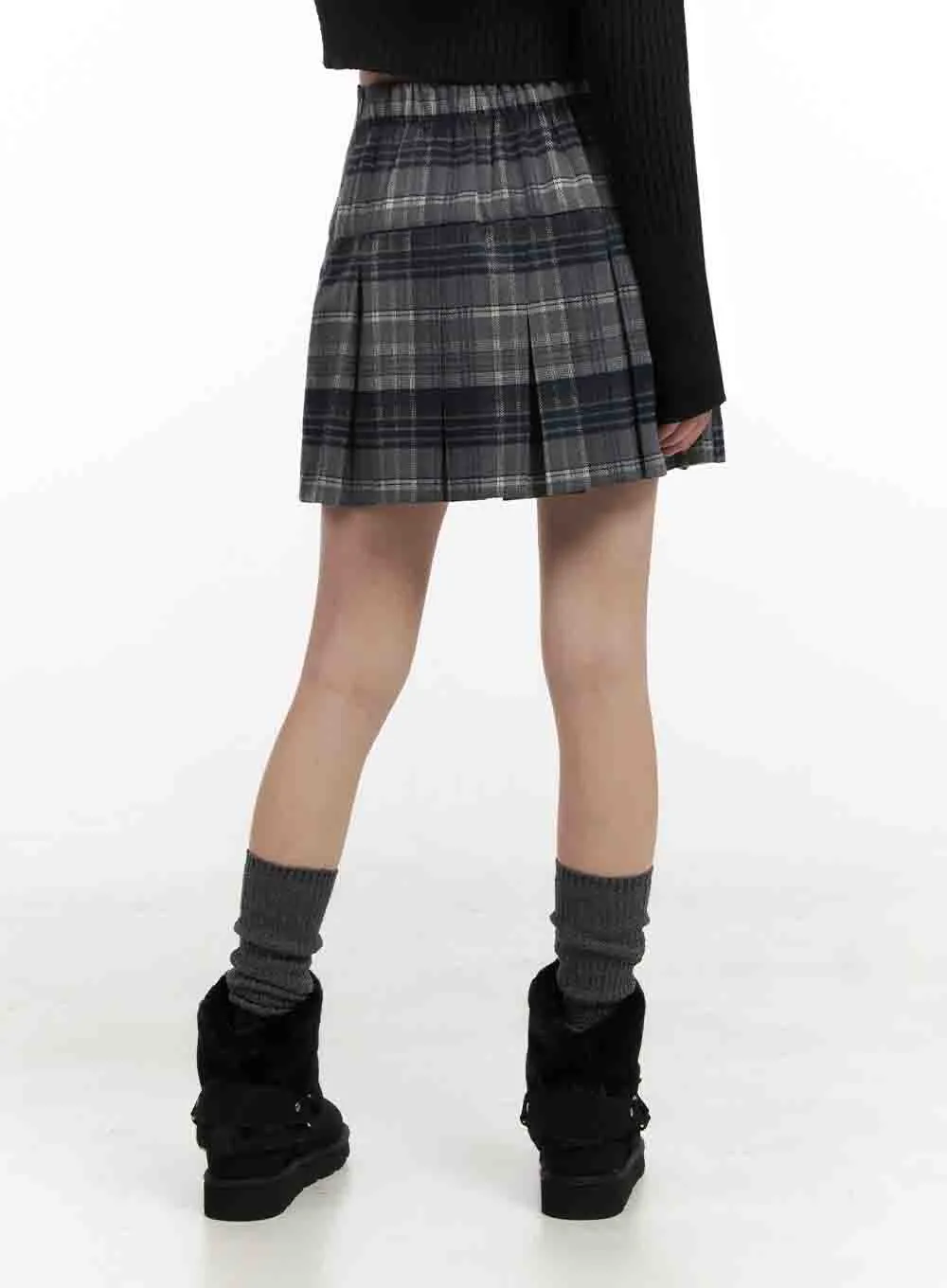 Checkered Pleated Mini Skirt IN427