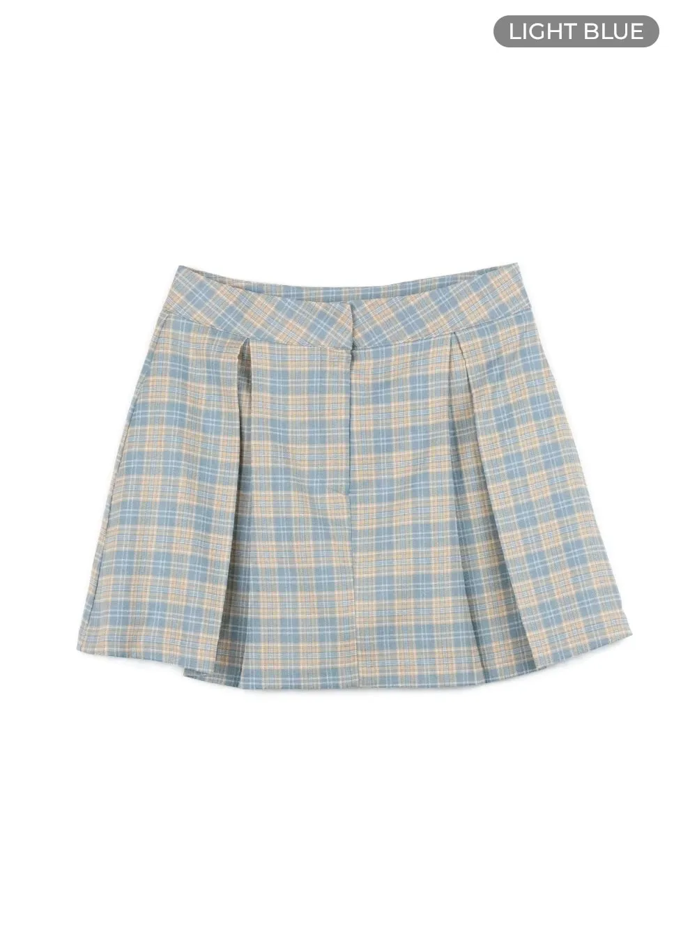 Checkered Pleated Mini Skirt OY409