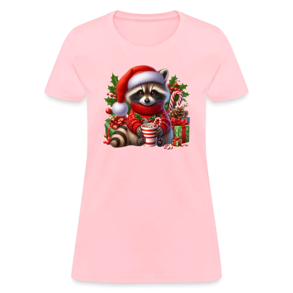 Christmas Cute Feral Raccoon Women's Contoured T-Shirt