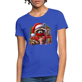 Christmas Cute Feral Raccoon Women's Contoured T-Shirt