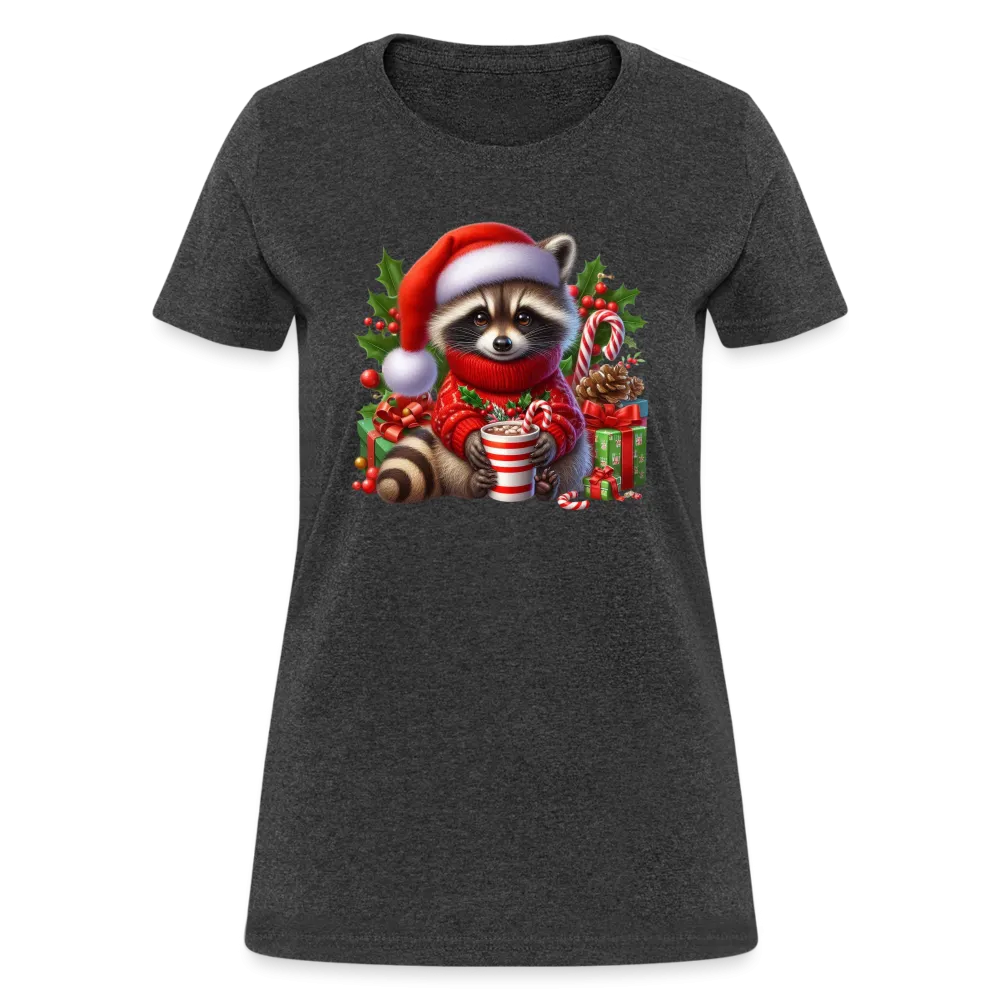 Christmas Cute Feral Raccoon Women's Contoured T-Shirt