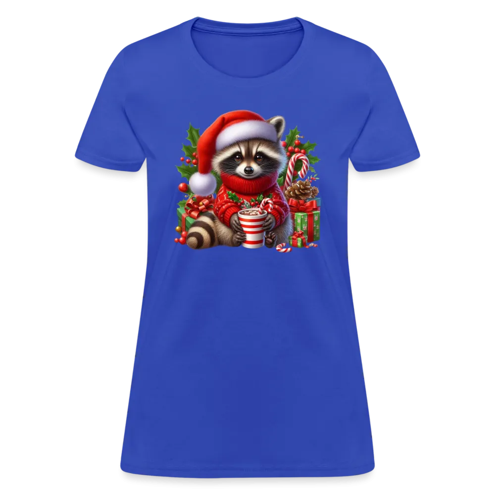 Christmas Cute Feral Raccoon Women's Contoured T-Shirt