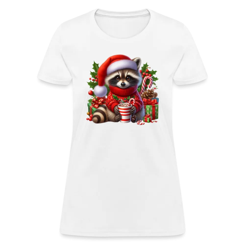 Christmas Cute Feral Raccoon Women's Contoured T-Shirt