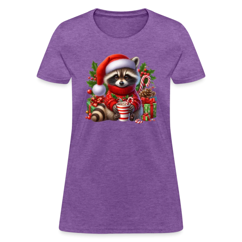 Christmas Cute Feral Raccoon Women's Contoured T-Shirt