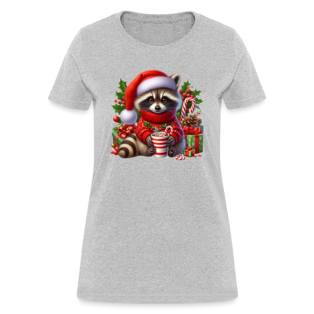 Christmas Cute Feral Raccoon Women's Contoured T-Shirt