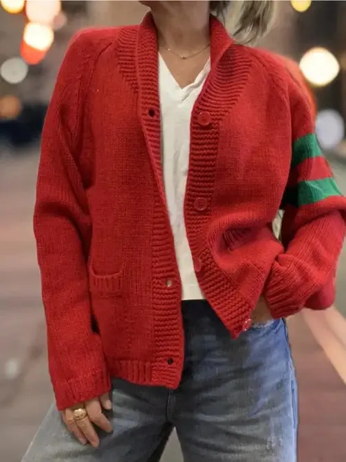 CHRISTMAS Green Stripe Merry Cardigan