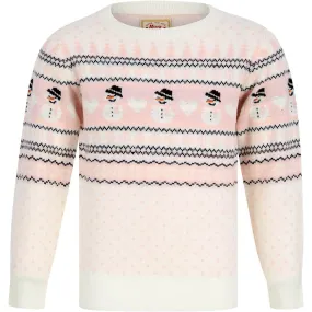 Christmas Snowman Nordic Fairisle Junior Christmas Jumper - Pink