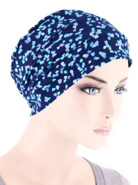 Cloche Cap Navy Lilac Multi Dot