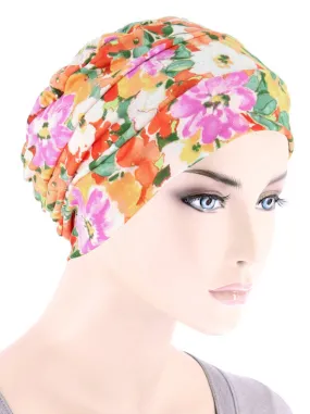 Cloche Cap Orange Sage Floral