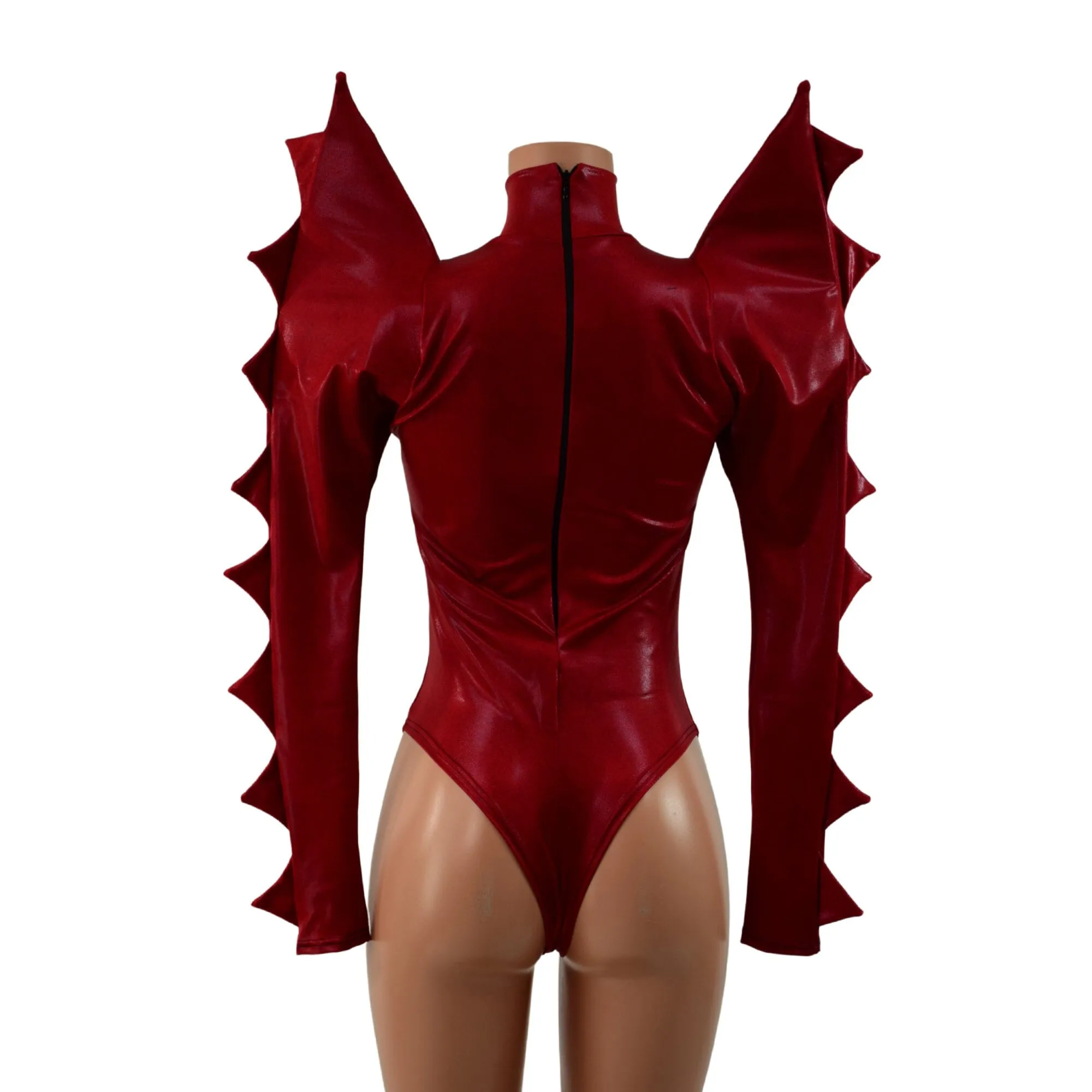 Coagulant Red Spiked Romper with Inverted Cross